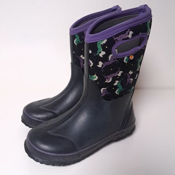 Bogs Kids Classic -30 Degree Insulated Unicorn Black Waterproof Boots Youth 5 38 - Picture 4 of 14